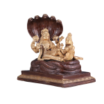 Pure Brass Resting Vishnu Lakshmi on Sheshanaag Idol - 6.9" Dual Tone Sculpture | Divine Couple Hindu Murti for Home Temple (133 characters)